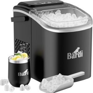 Bardi Deluxe IJsblokjesmachine - IJsblokmaker Inclusief Luxe Thermosbeker en IJsschep - 9 Blokjes in 8 Minuten - Zwart (8720297742538)